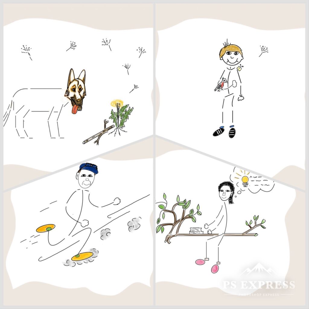 Kiara, Xaver, Markus, Marion