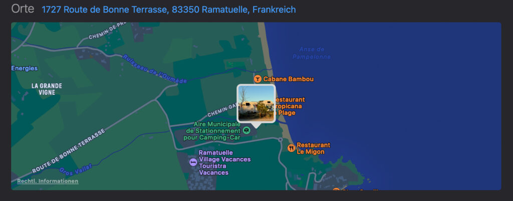 Standortdaten Stellplatz Ramatuelle